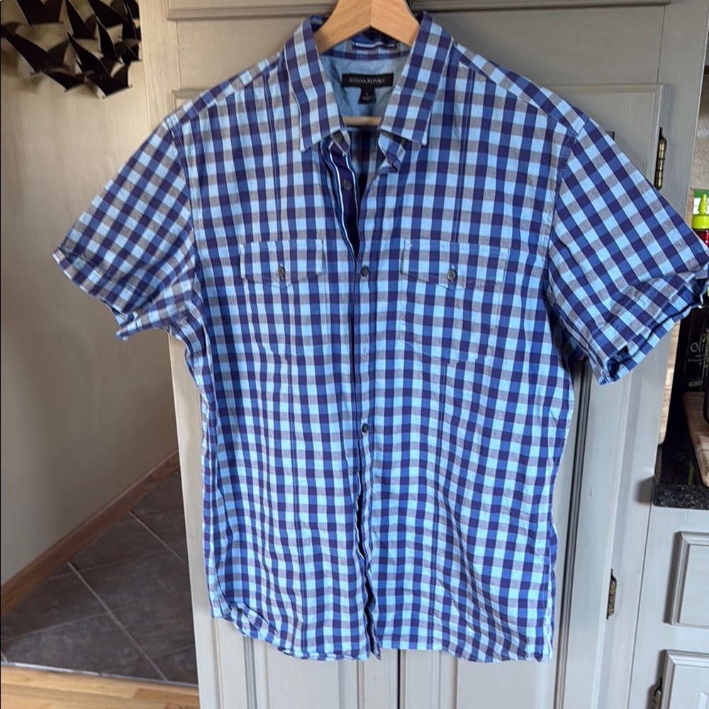 Banana Republic Blue Gingham Casual Shirt